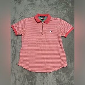 Tommy Hilfiger Vintage Polo Zipper Women’s Small Pink Stripes Preppy